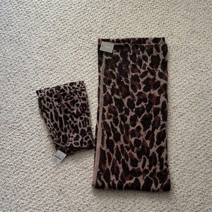 NWT JCrew Leopard Print Scarf & Gloves Set